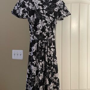Floral Black and White Dress